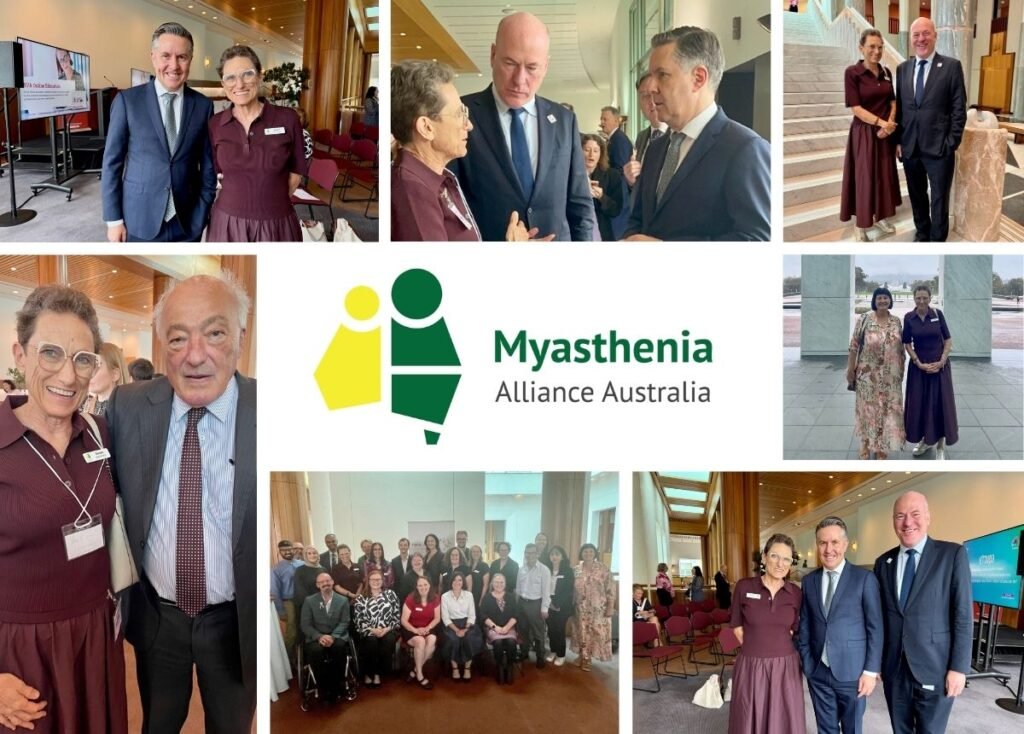 Myasthenia Alliance Australia representatives at Parliament House following announcement of new PBS listed therapy for generalised myasthenia gravis