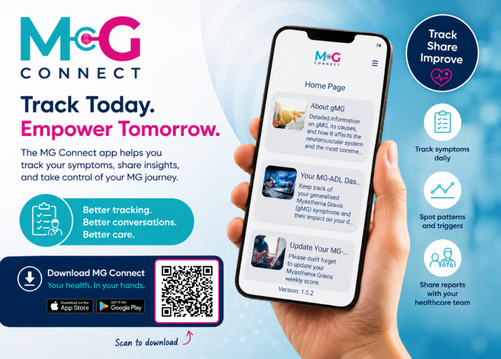 MG Connect Patient Symptom Tracker App helping Australians with myasthenia gravis monitor symptoms.