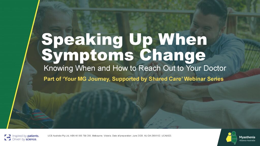 Speaking Up When Symptoms Change myasthenia gravis educational webinar